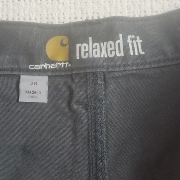 Carhartt Relaxed Fit Carpenter High Rise Flat Front Gray Sz 38 Shorts w pockets - Picture 3 of 7